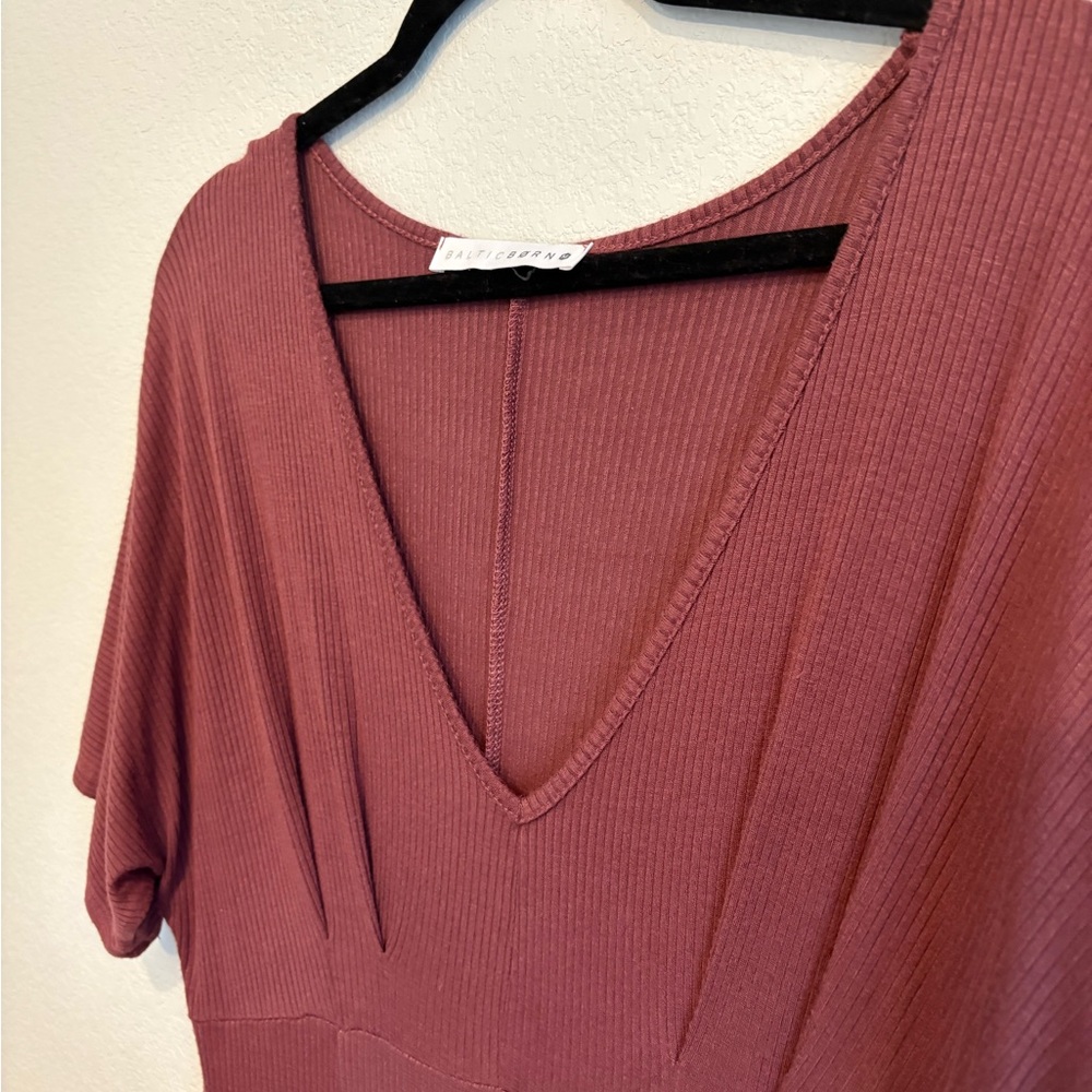 Baltic Born Mauve Ribbed Maxi Dress Medium Pockets Modest Boho Wedding Guest - Picture 6 of 13